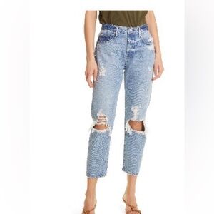 Frame Denim Light Blue Distressed Cropped Jeans